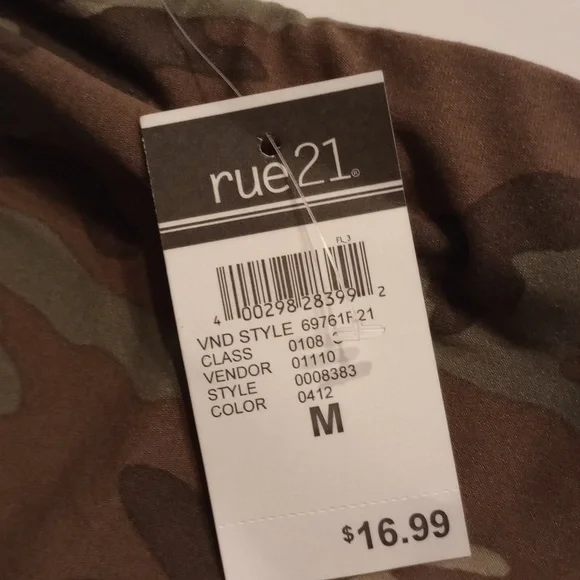 NWT rue 21 double lined mini sleeveless tube dress,size medium, army print - Picture 2 of 4